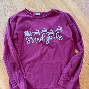 Women's Burgundy Sweatshirt with Reindeer Print